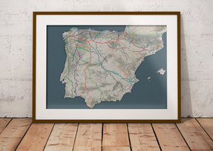 The Big Map of the Caminos de Santiago in Spain and Portugal - CLASSIC VERSION